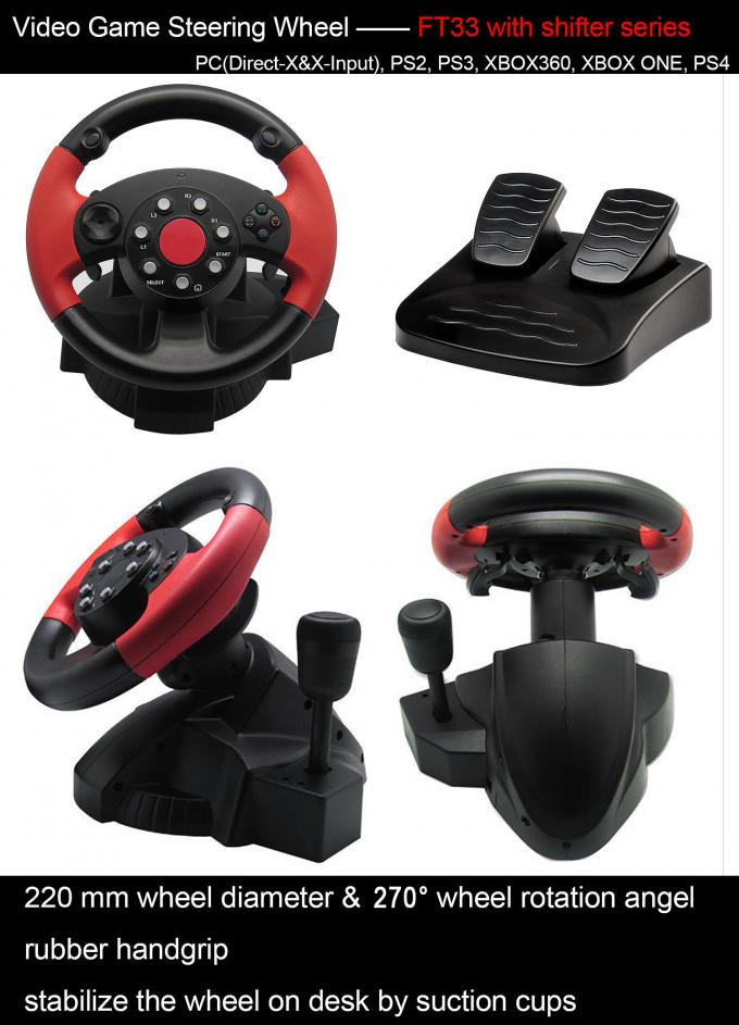 Racing Video Game Steering Wheel Foot Pedal Auto Centering For PC X