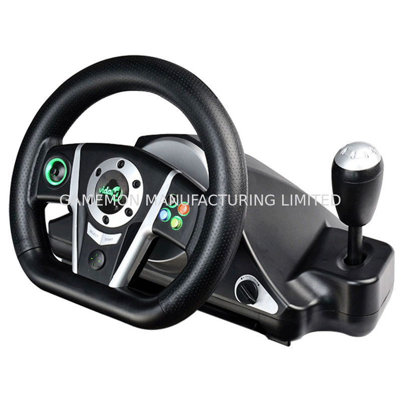 Dual Vibration Gaming Steering Wheel And Pedals , Usb Steering Wheel