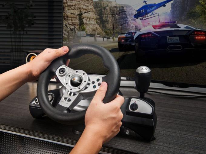 Universal Wired Video Game Steering Wheel Compatible with PS3/PS2/PC