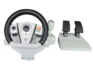 Black / White Vibration Driving Game Steering Wheel For PC / X-Input / P2 / P3