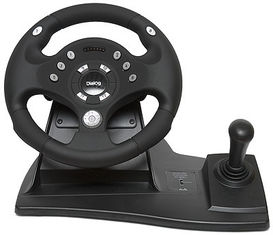 Computer USB Video Game Steering Wheel And Pedals With Suction CuP