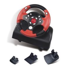Black / Red Computer PC Game Racing Wheel With Foot Pedal CE / ROHS