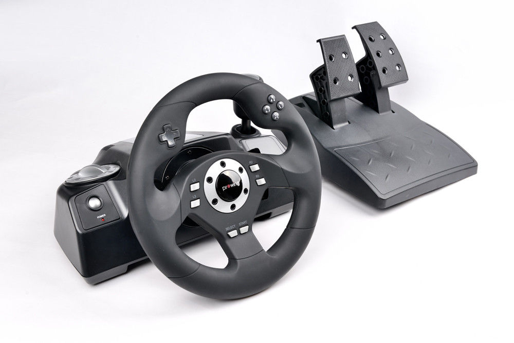 Big Digital / Analog Video Game Steering Wheel And Pedals
