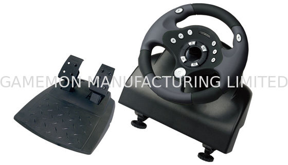 Black / Red Computer PC Game Racing Wheel With Foot Pedal CE / ROHS